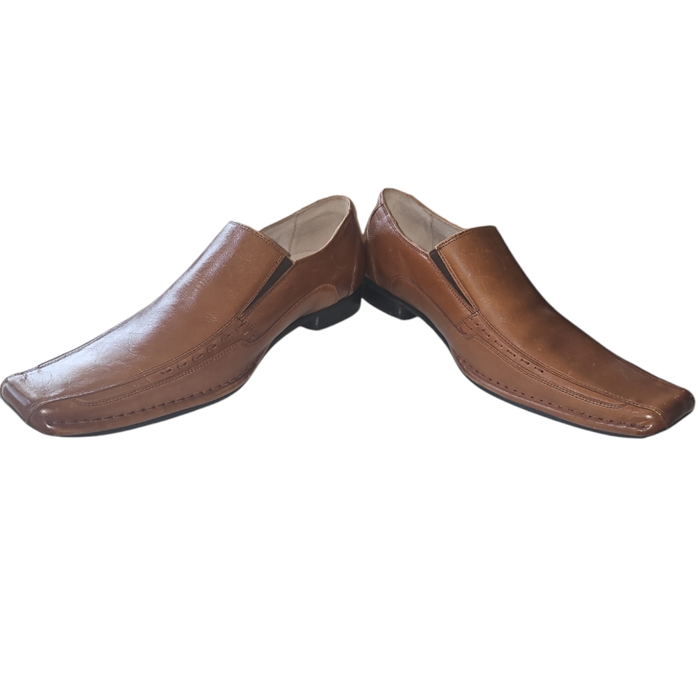 Mens Stacy Adams Templin Bike Toe Loafer In Cognac Sz 9.5 NWOT